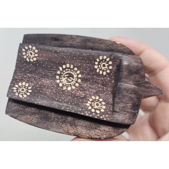 Javanese Batik Balsa Hand Painted Wood Elephant Trinket Box 7"x4" Indonesia - Picture 10 of 11